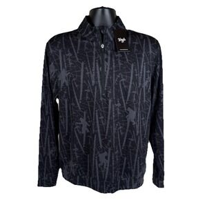 Waggle Golfin' With Squatch 1/4‎ Quarter Zip Pullover Black Men's Medium New $89